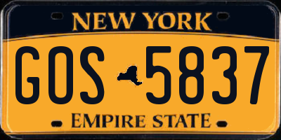 NY license plate GOS5837