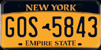 NY license plate GOS5843