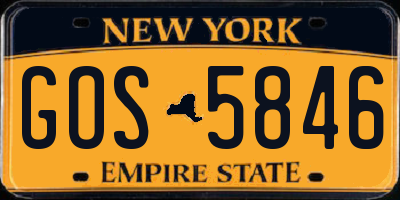 NY license plate GOS5846
