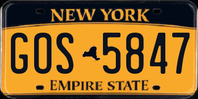 NY license plate GOS5847