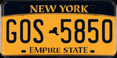 NY license plate GOS5850