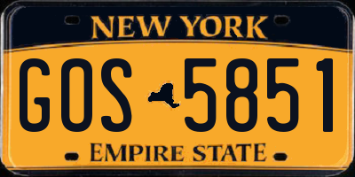 NY license plate GOS5851