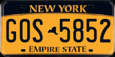 NY license plate GOS5852