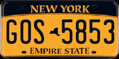NY license plate GOS5853