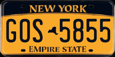 NY license plate GOS5855