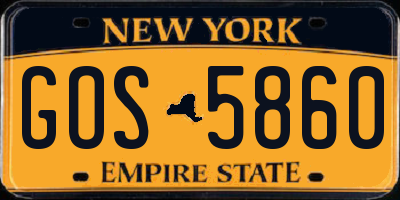 NY license plate GOS5860