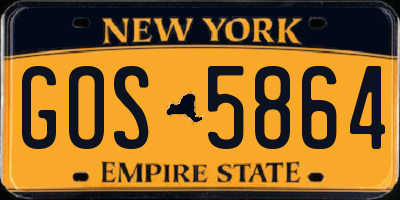 NY license plate GOS5864