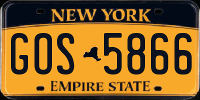 NY license plate GOS5866