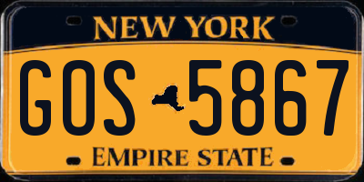 NY license plate GOS5867