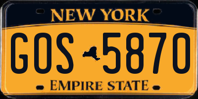 NY license plate GOS5870