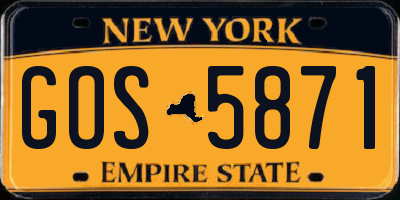 NY license plate GOS5871