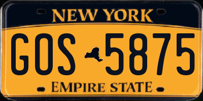 NY license plate GOS5875