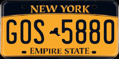 NY license plate GOS5880