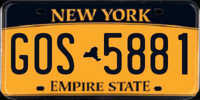 NY license plate GOS5881