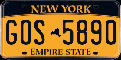 NY license plate GOS5890