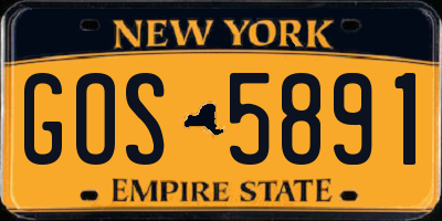 NY license plate GOS5891