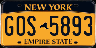 NY license plate GOS5893