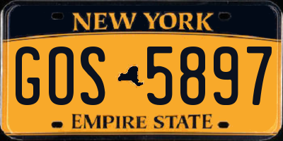NY license plate GOS5897