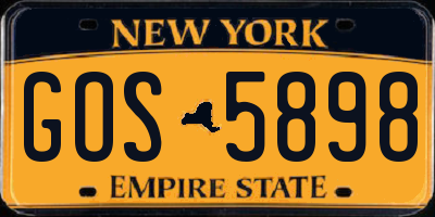 NY license plate GOS5898