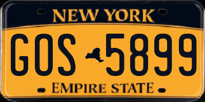 NY license plate GOS5899