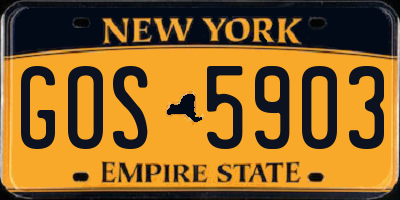 NY license plate GOS5903