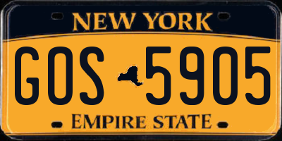 NY license plate GOS5905