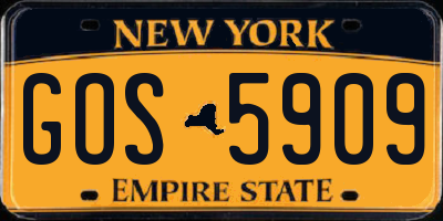 NY license plate GOS5909