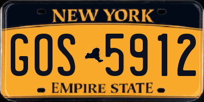NY license plate GOS5912