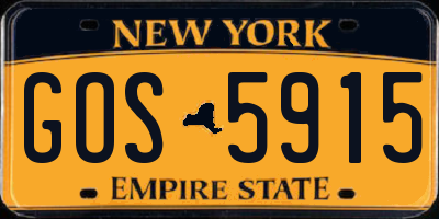 NY license plate GOS5915
