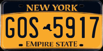 NY license plate GOS5917