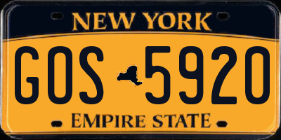 NY license plate GOS5920