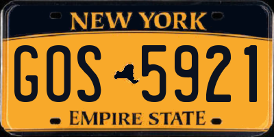NY license plate GOS5921