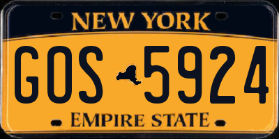 NY license plate GOS5924