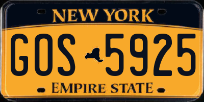 NY license plate GOS5925