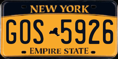 NY license plate GOS5926
