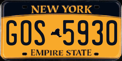 NY license plate GOS5930