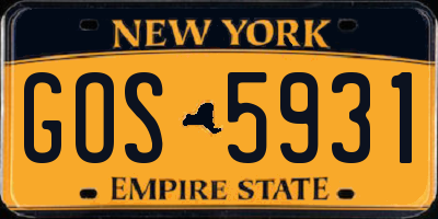 NY license plate GOS5931