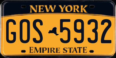 NY license plate GOS5932