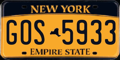 NY license plate GOS5933