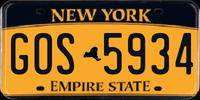 NY license plate GOS5934
