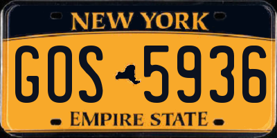 NY license plate GOS5936