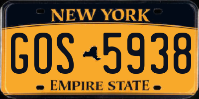 NY license plate GOS5938