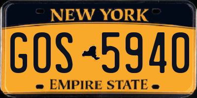 NY license plate GOS5940