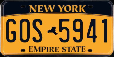 NY license plate GOS5941