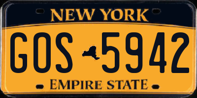NY license plate GOS5942