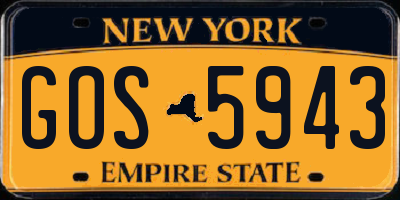 NY license plate GOS5943