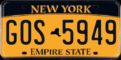 NY license plate GOS5949
