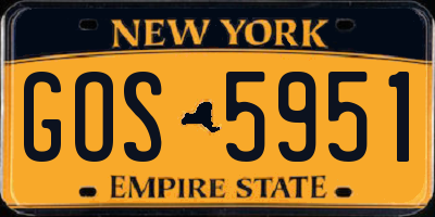 NY license plate GOS5951