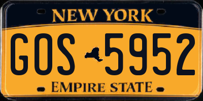 NY license plate GOS5952