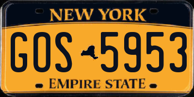 NY license plate GOS5953